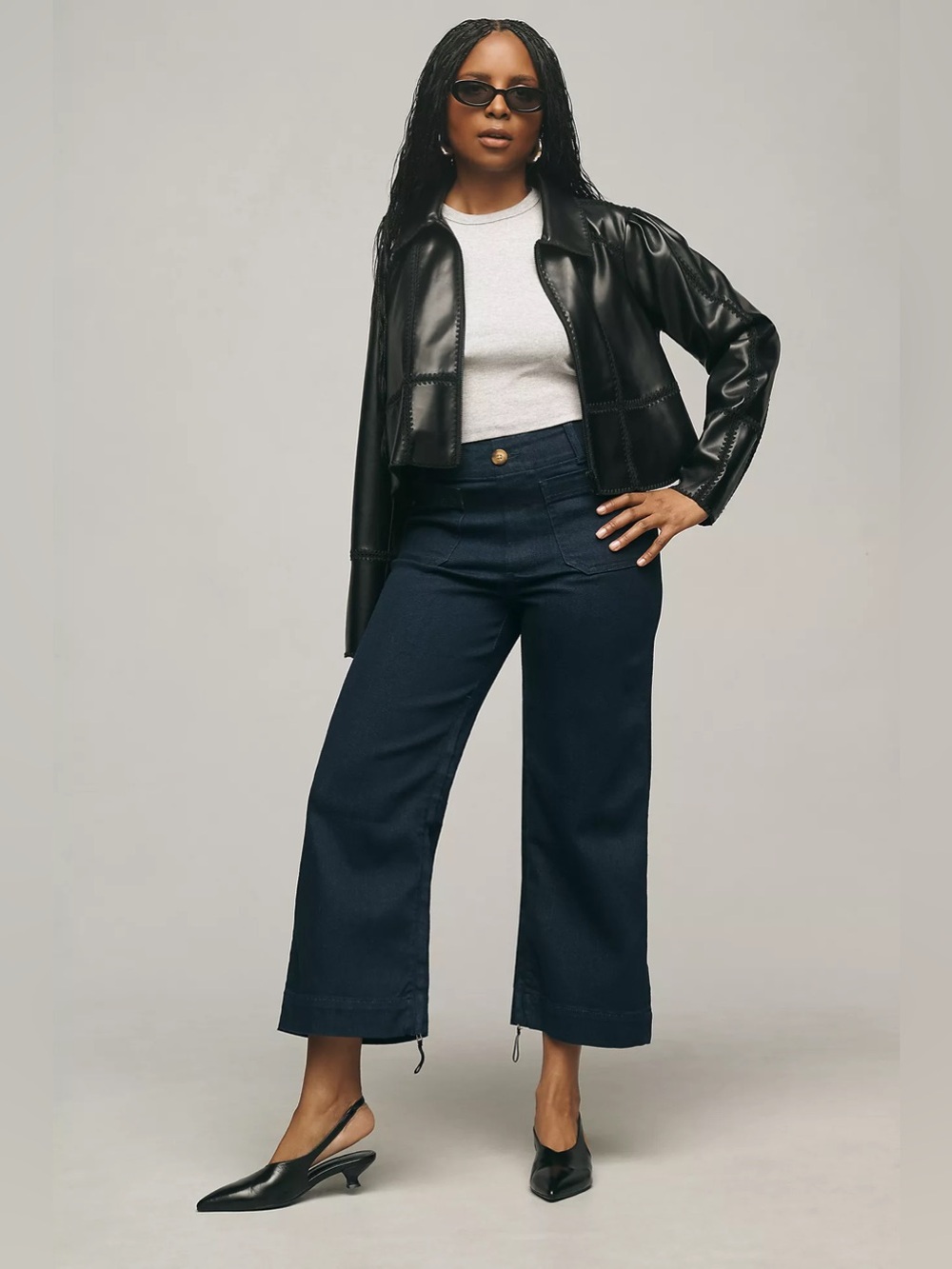 Anthropologie Maeve Colette Adaptive High-Rise Wide-Leg Cropped Jeans size 28P
